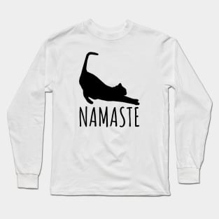 Namaste Stretching Cat Yoga Funny Yoga Tee Shirt Long Sleeve T-Shirt